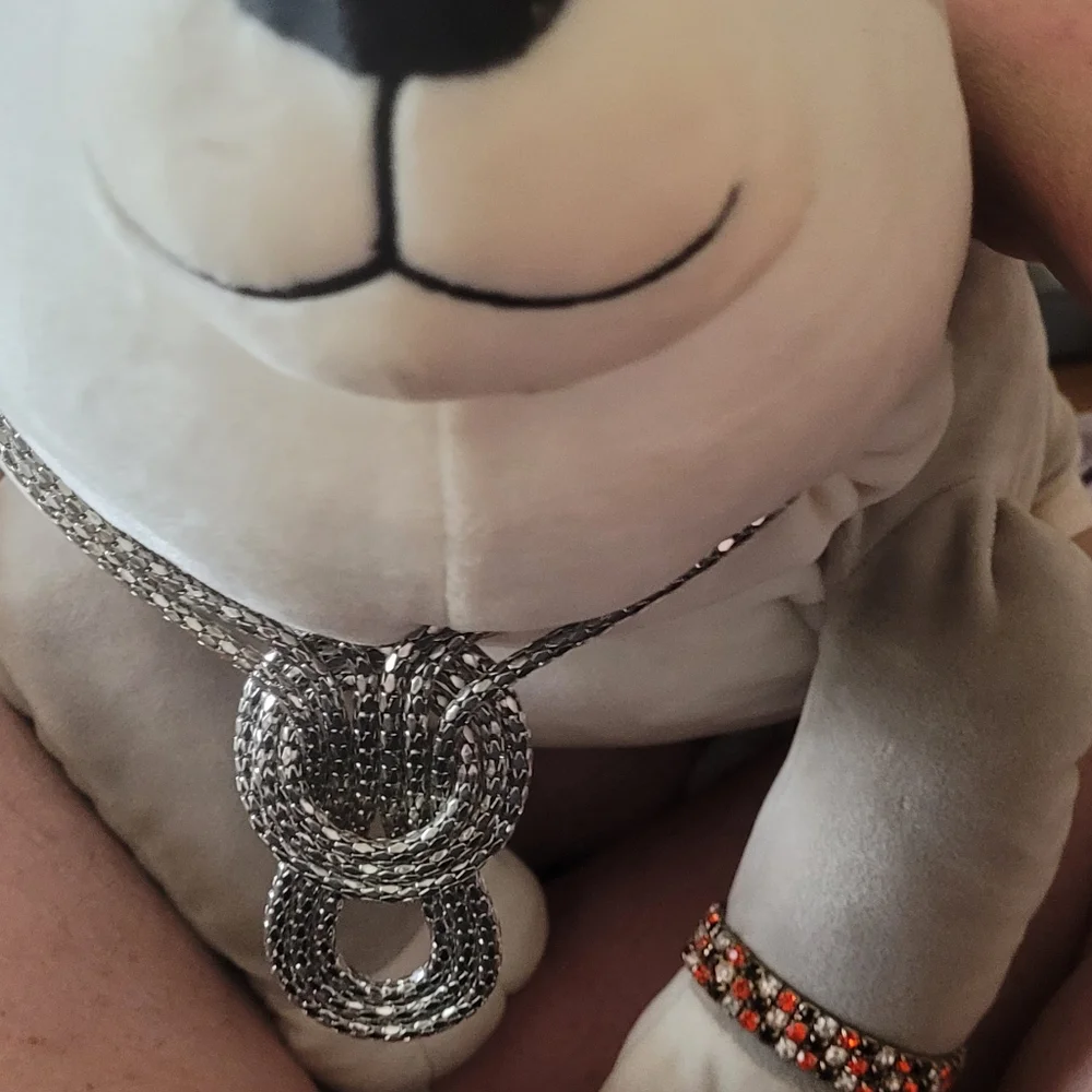 Silver toned braided, knotted Necklace - Picture 3 of 3